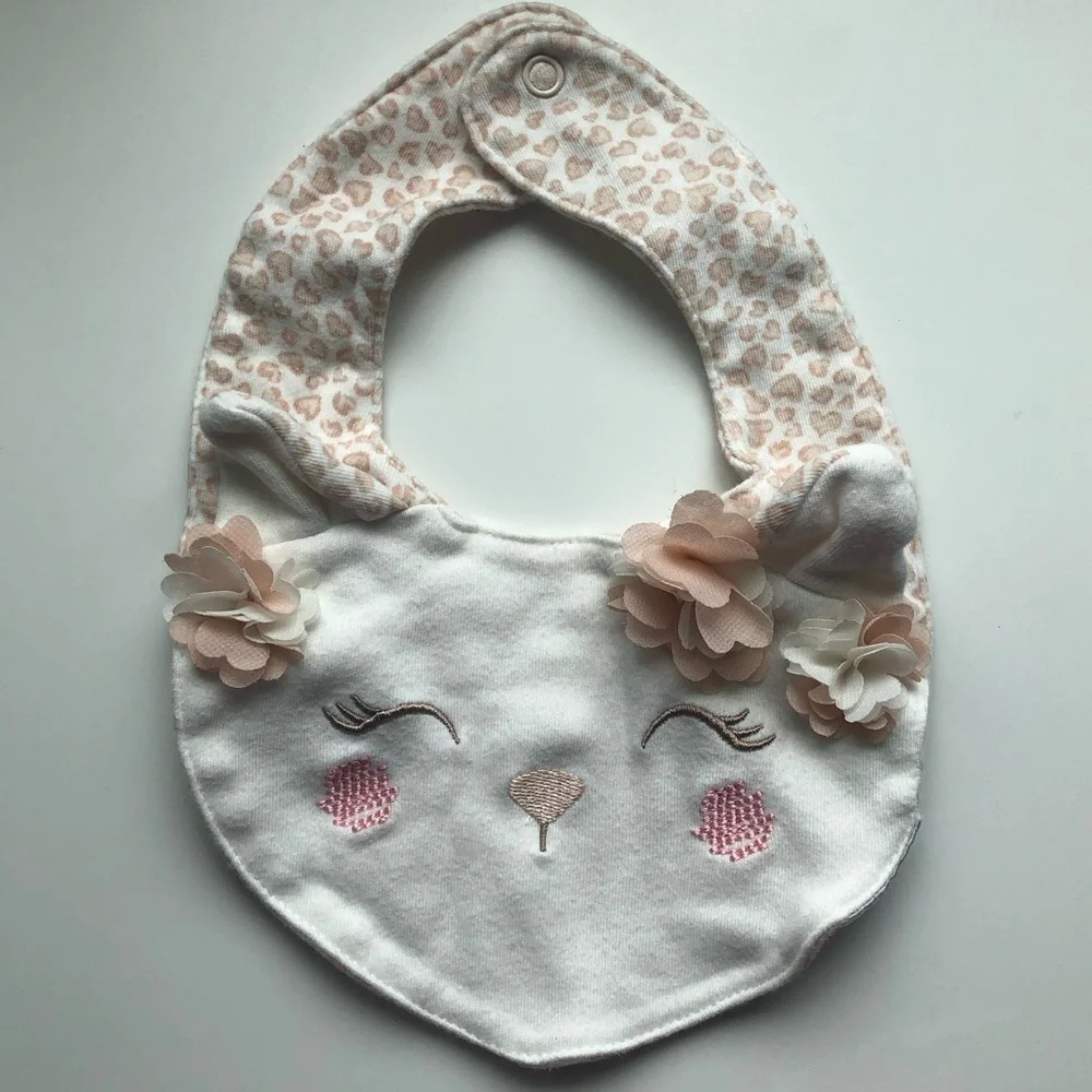 Leopard Cat Bib Floral 3-6 Months